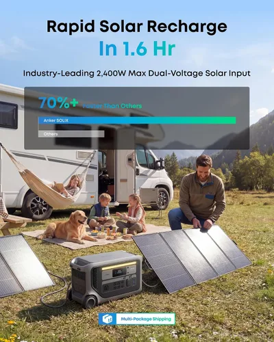 Miniatura 4 de Anker SOLIX Estación de energía portátil F3000 con 2 paneles solares de 400 W, 3,072 Wh, recarga de 6,000 W, ampliable a 24 kWh, generadores solares