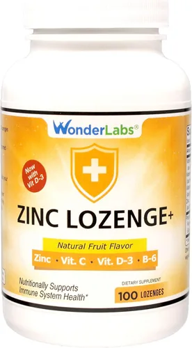 Wonder Laboratories Pastillas de zinc con vitamina C – Pastillas de apoyo inmunológico saludables con sabor a frutas, con 25 mg de suplemento de