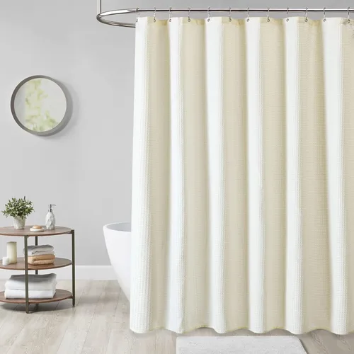 Miniatura 6 de Dynamene Cortina de Ducha Extra Larga, 96 Pulgadas de Largo Tejido Waffle Pesado con Peso de Tela Gruesa para Baño, Juego de Cortina de Baño
