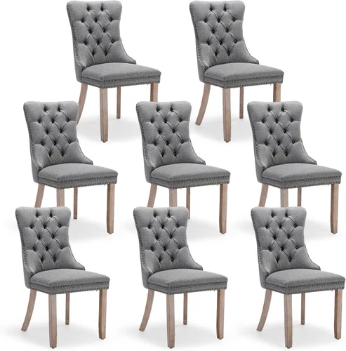 Miniatura 60 de Juego de 4 sillas de comedor de terciopelo, sillas de comedor tapizadas con ribete de cabeza de clavo y patas de madera maciza para cocina