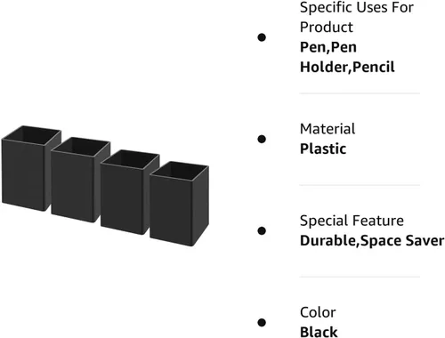 Miniatura 8 de NIUBEE Portalápices acrílico negro, paquete de 4, organizador de escritorio para lápices, accesorios de escritorio para escritorio de oficina