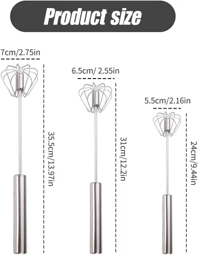 Miniatura 6 de 2025 Mejora Batidor de Huevos de Acero Inoxidable, Mezclador Manual Semiautomático de Mano Batidor, Batidores de Acero Inoxidable para Mezclar