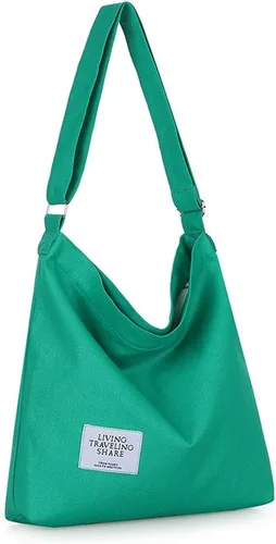 Miniatura 140 de Covelin - Bolsa de hombro informal de lona para mujer, estilo bohemio y retro, bolsa de mano, bolso cruzado, tamaño grande
