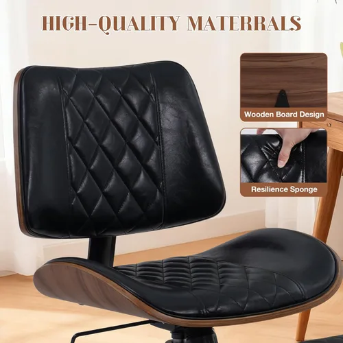 Miniatura 6 de Silla de oficina ergonómica con patas cruzadas con ruedas, altura ajustable y giratoria de 360° para meditación, escritorio y yoga, diseño cruzado