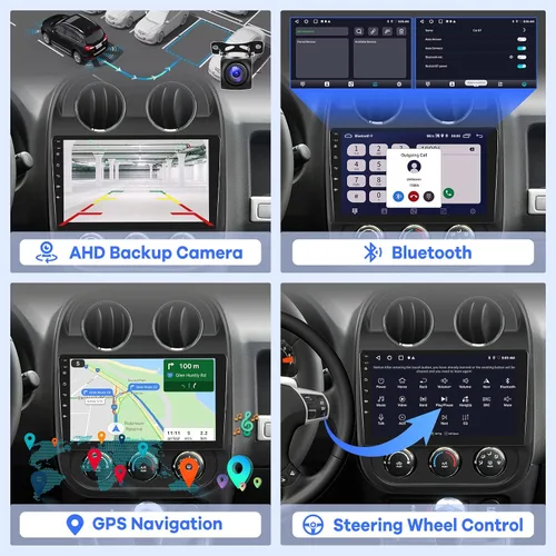 Miniatura 5 de [2G+32G] Radio de coche para Jeep Compass Patriot 2010-2016, 10.1 pulgadas Android 11 pantalla táctil estéreo, Carplay/Android Auto/Mirror