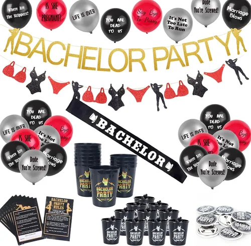 Miniatura 11 de Brosash Decoraciones para despedida de soltero: el juego de 18 piezas incluye: pancarta de despedida de soltero, pancarta de lencería sexy y 16