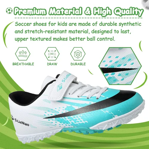 Miniatura 2 de CBUSTER Zapatos de fútbol para niños y niñas, zapatos deportivos para interiores y exteriores
