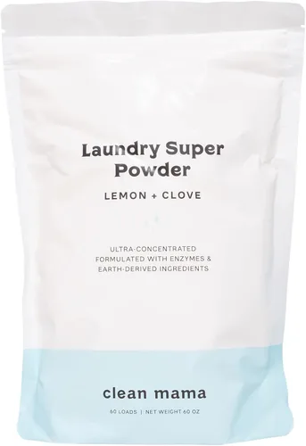 Clean Mama Detergente en polvo para ropa sucia, detergente en polvo extra fuerte, detergente natural para ropa para pieles sensibles, alimentado por