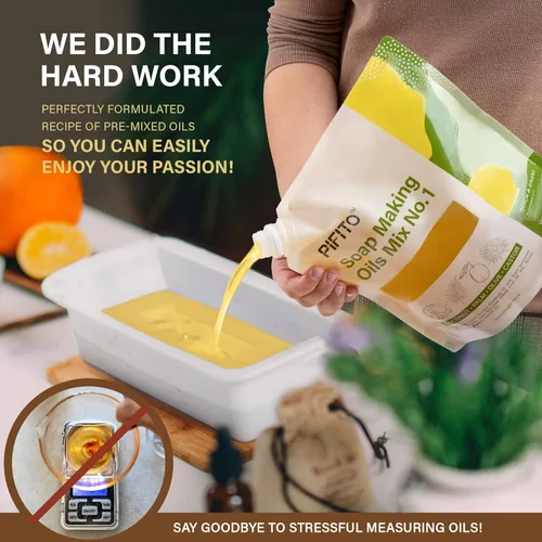 Miniatura 3 de Pifito Kit de fabricación de jabón de proceso frío │ Mezcla de aceites No. 1 Mezcla de aceites premedidos de 60 onzas, paquete de 8 muestras de Kit