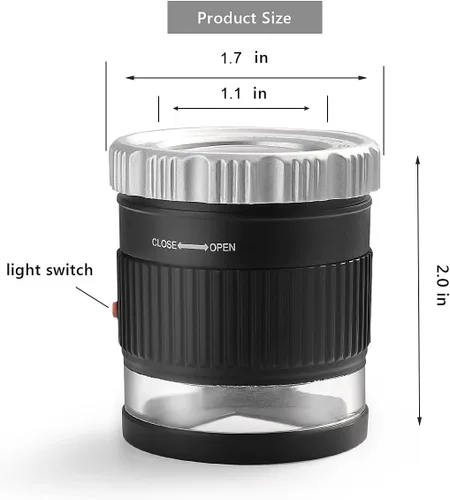 Miniatura 3 de Lupa 30X Amoper, Lupa con longitud focal ajustable, Lupa plegable de vidrio para joyería para óptico textil, bordado, placa de circuito, monedas