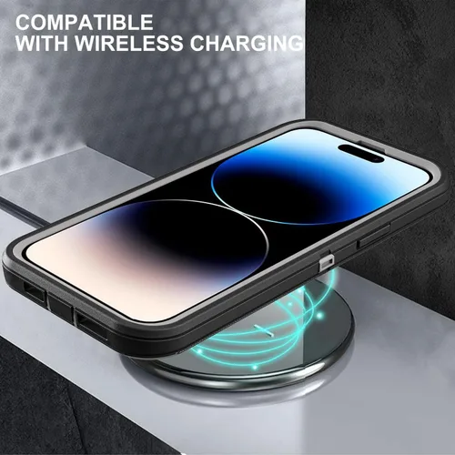 Miniatura 6 de YKHJKLEC Funda para iPhone 14 Pro, grado militar 3 en 1, resistente a los golpes, a prueba de caídas, polvo con 2 protectores de pantalla de vidrio