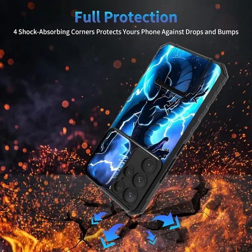 Miniatura 425 de Funda para Samsung Galaxy S22 Ultra 5G, Galaxy S22 Ultra con cubierta de cámara deslizante, funda resistente de doble capa con función atril Black