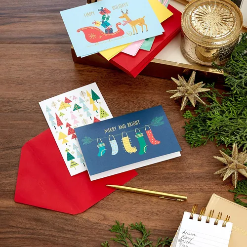 Miniatura 2 de Hallmark - Tarjetas de Navidad (6 tarjetas con sobres) Papá Noel conduciendo un auto rojo