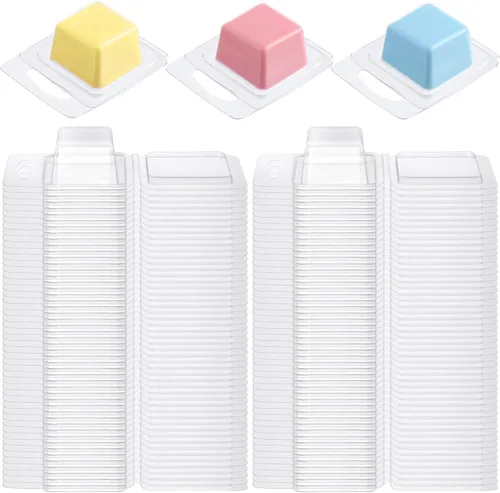 Moldes de cera derretida Wesiti – 50 piezas de conchas transparentes vacías de plástico para velas sin mecha, moldes de chocolate DIY, moldes para