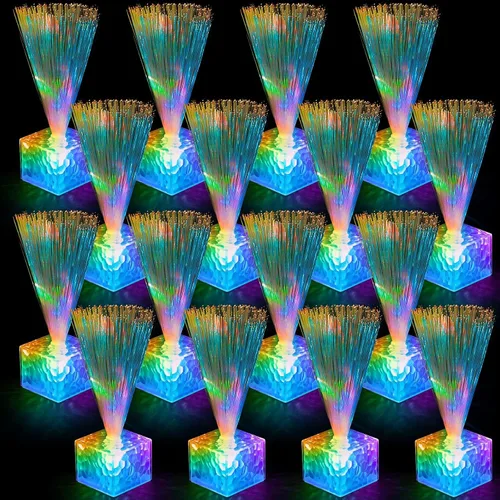 Amylove 16 mini lámparas de fibra óptica a granel con luz LED cambiante de color para centro de mesa que brilla en la oscuridad, suministros de