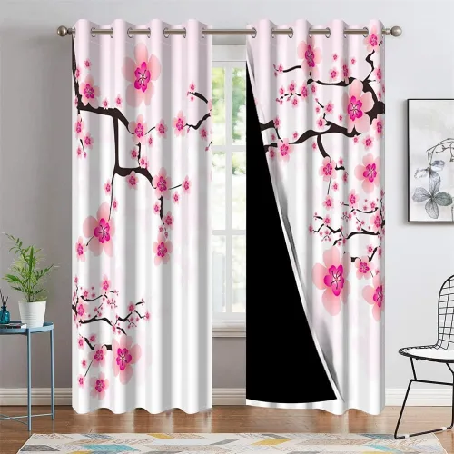 Miniatura 120 de Cortinas japonesas con pintura de tinta, monte Fuji, sol rojo, puesta de sol, hojas de bambú, cortinas de ventana para dormitorio, sala de estar