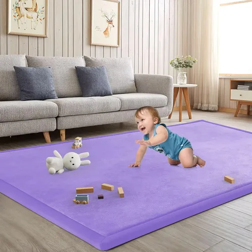 Miniatura 35 de Alfombra de juego para acostar al bebé, alfombrilla para guardería, tapete tipo tatami de espuma viscoelástica de 1.3 pulgadas de grosor, para bebés