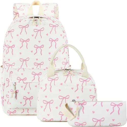 Miniatura 10 de LOIDOU Mochila para adolescentes y niñas, mochila escolar con lonchera y estuche para lápices, juego de bolsas escolares 3 en 1