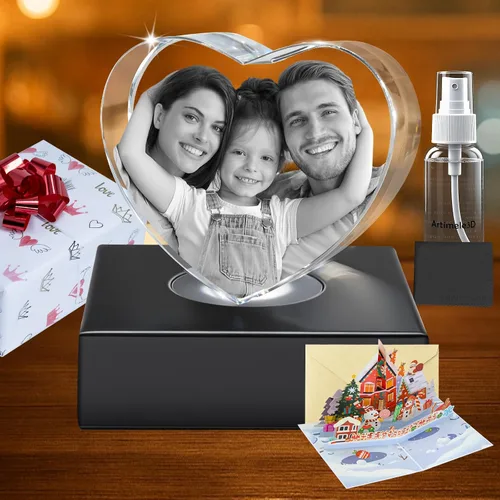 Miniatura 13 de Regalos de fotos de cristal 3D personalizados con grabado láser 3D, marcos de fotos personalizados, aniversario, cumpleaños, boda, regalo