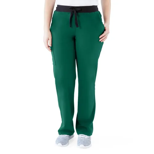 Miniatura 15 de ave. Varick - Pantalón médico de tiro medio para mujer, pierna recta, seis bolsillos, color azul caribeño, talla S