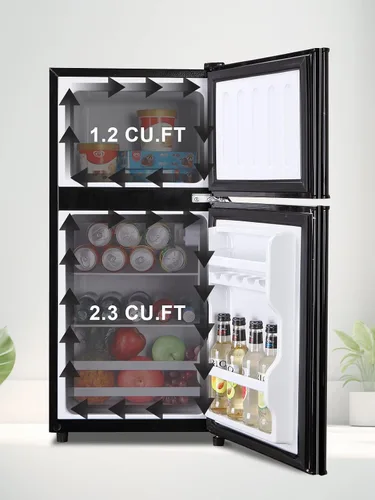 Miniatura 2 de KRIB BLING - Refrigerador con congelador, mini refrigerador de 3.5 pies cúbicos, Lock Fresh, termostato ajustable de 7 niveles para dormitorio, bar