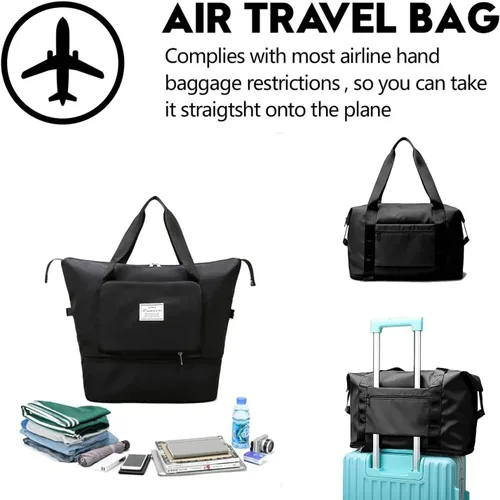 Miniatura 3 de Bolsa de viaje de gran capacidad, bolsa de lona expandible, resistente al agua, plegable, con compartimentos húmedossecos, bolsa de viaje de gran