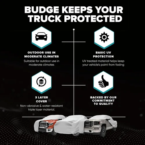 Miniatura 6 de Budge Duro - Cubierta para camioneta de 3 capas, protección exterior resistente a UV, agua y polvo, compatible con camionetas de cabina extendida