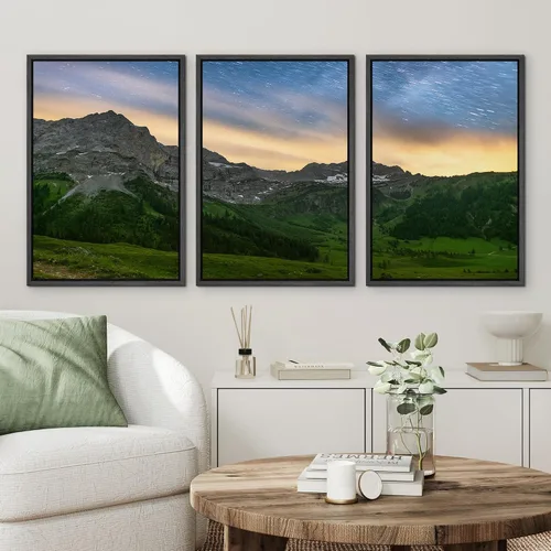 Miniatura 2 de wall26 Lienzo enmarcado para pared, juego de arte de noche estrellada sobre montañas, cielo nocturno tranquilo, naturaleza, desierto, fotografía