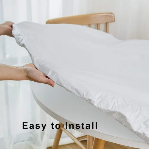 Miniatura 2 de LIBERECOO - Mantel redondo ajustado de vinilo con reverso de franela, borde elástico, impermeable, resistente a las manchas y fácil de limpiar
