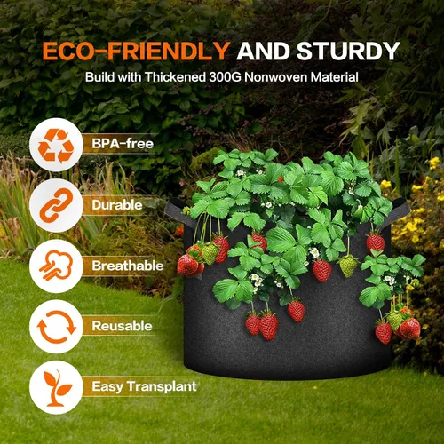Miniatura 3 de iPower - Bolsa de cultivo para plantas de 5 galones, paquete de 6, resistentes, de tela con asas de nylon, contenedores de 300g de tela no tejida