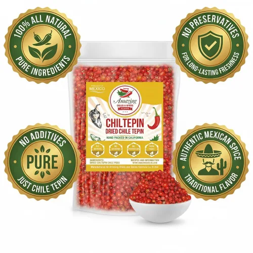 Miniatura 9 de Pimientos Chiltepin secos (Chile Tepin) – Bolsa de 4 onzas – Ideal para usar con mariscos, salsas, guisos, salsa, carnes. Muy caliente con un sabor