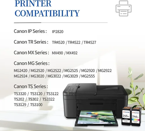 Miniatura 2 de INKCLOUD Cartuchos de tinta compatibles de repuesto para Canon PG-245XL CL-246XL para Canon Pixma MX492 MX490 MG3022 MG2920 MG2522 TS202 MG2420