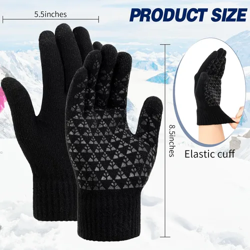 Miniatura 5 de TOBEHIGHER Guantes de invierno Guantes para mujer para clima frío, guantes de invierno para pantalla táctil, guantes de punto de lana de alpaca