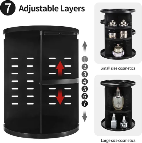 Miniatura 3 de Seinlife - Organizador de maquillaje giratorio de 360 grados, soporte giratorio ajustable para automaquillaje, exhibidor plegable de almacenamiento