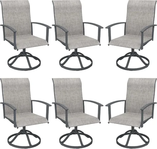 Miniatura 26 de VICLLAX Juego de 2 sillas de comedor giratorias para patio, sillas de exterior de tela de malla de textileno acolchada con reposabrazos para porche