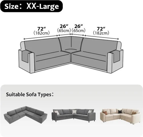 Miniatura 3 de Fundas para Sofá Seccional Impermeables 6 Piezas Funda para Sofá en Forma de L Lavable Antideslizante Fundas Protectoras para Sofá Seccional Suaves