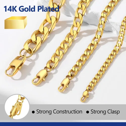 Miniatura 6 de PROSTEEL Collares de cadena de eslabones cubanos de acero inoxidable 316L para hombre, chapado en oro negro de 18 quilates, joyería hipoalergénica