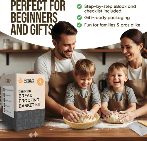 Miniatura 7 de Cesta para fermentación de pan Banneton - Suministros para hornear pan de masa madre – Kit de inicio para masa madre – Cesta para fermentación