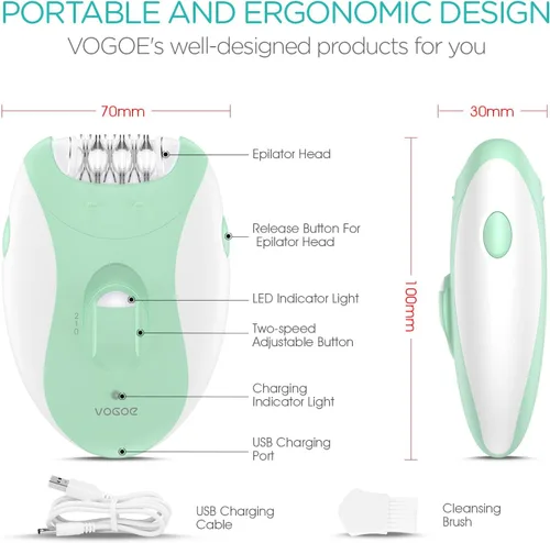 Miniatura 6 de Depiladoras para mujeres con 21 pinzas y luz LED, 2 velocidades de depilación facial inalámbrica para mujeres, depiladoras eléctricas recargables