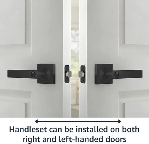 Miniatura 6 de Amazon Basics - Manilla contemporánea de puerta, modelo Stamford, privacidad - Negro mate, paquete de 1