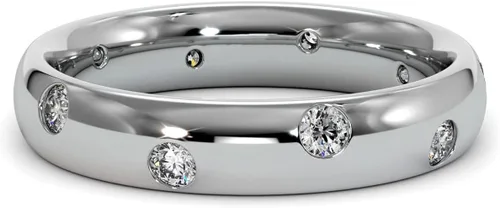 FACETS JEWELS Anillo de boda VVS1 blanco completo de 0.50 quilates para mujeres y niñas, solitario simple corte redondo, regalo de San Valentín para