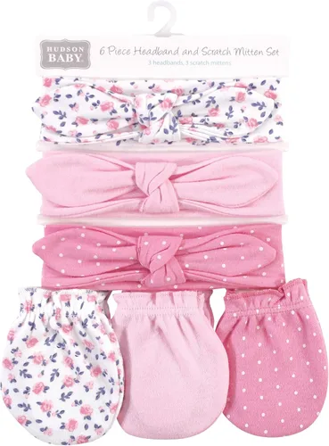 Miniatura 46 de Hudson Baby Conjunto de diadema de algodón y manoplas para rascar para bebé