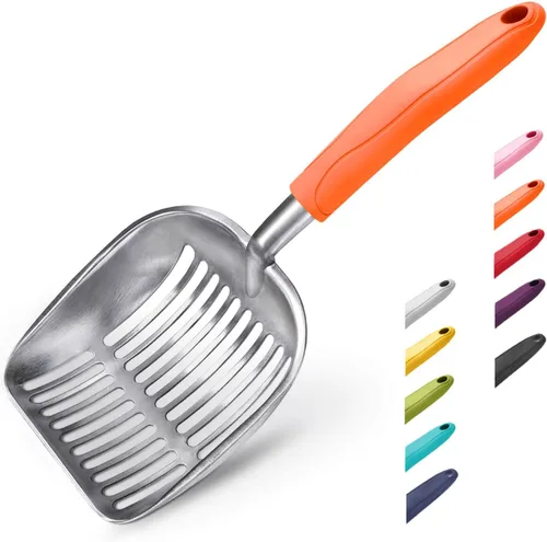 Miniatura 16 de WePet Cuchara de arena para gatos, tamiz de aleación de aluminio, pala de metal profunda, mango largo, tamizado de excrementos, levantador de heces