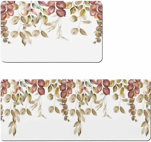 Tapete de baño con hojas de otoño, antideslizante, de secado rápido y absorbente, de tierra de diatomeas, fregadero de cocina, lavable, retro, hojas