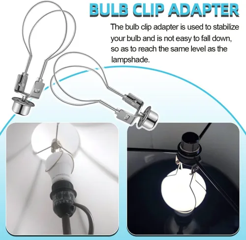 Miniatura 6 de yuntop Adaptador de pantalla de clip, adaptador de clip de bombilla de pantalla de lámpara, incluye remate, soporte para pantalla de lámpara