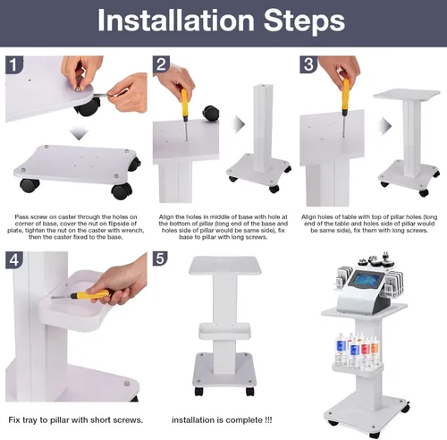 Miniatura 7 de Carrito de esteticista con ruedas, soporte de aluminio para máquina de belleza de spa, carga de 135 libras, carrito rodante de 3 niveles