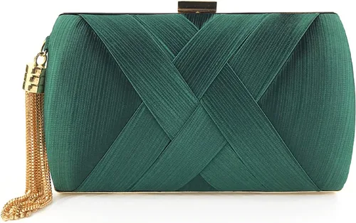 Elegante bolso de mano de seda con colgante de borla para mujer, para novia, boda, graduación, fiesta de noche