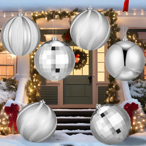 Miniatura 12 de Tigeen 4 adornos de bola de Navidad rojos grandes de 6 pulgadas, adornos colgantes de Navidad extra grandes de 5.906 in con purpurina para invierno