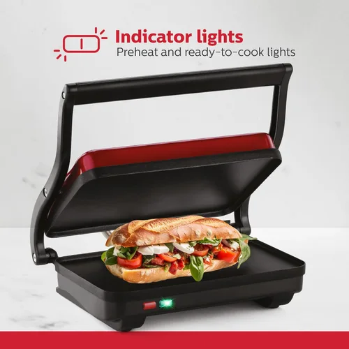 Miniatura 5 de Holstein Housewares - Plancha eléctrica de 2 rebanadas, máquina de sándwiches antiadherente con temperatura ajustable, mango de toque frío