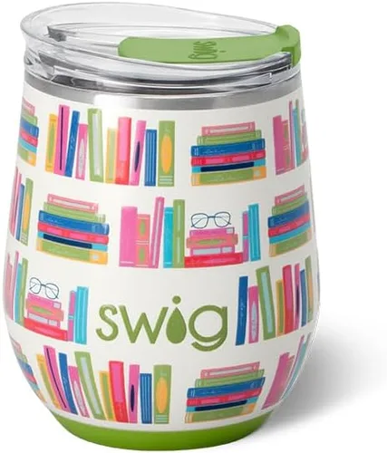 Miniatura 22 de Swig Life Vaso de vino de 12 onzas con tapa, acero inoxidable, apto para lavavajillas, portátil, triple aislamiento (todos los americanos)